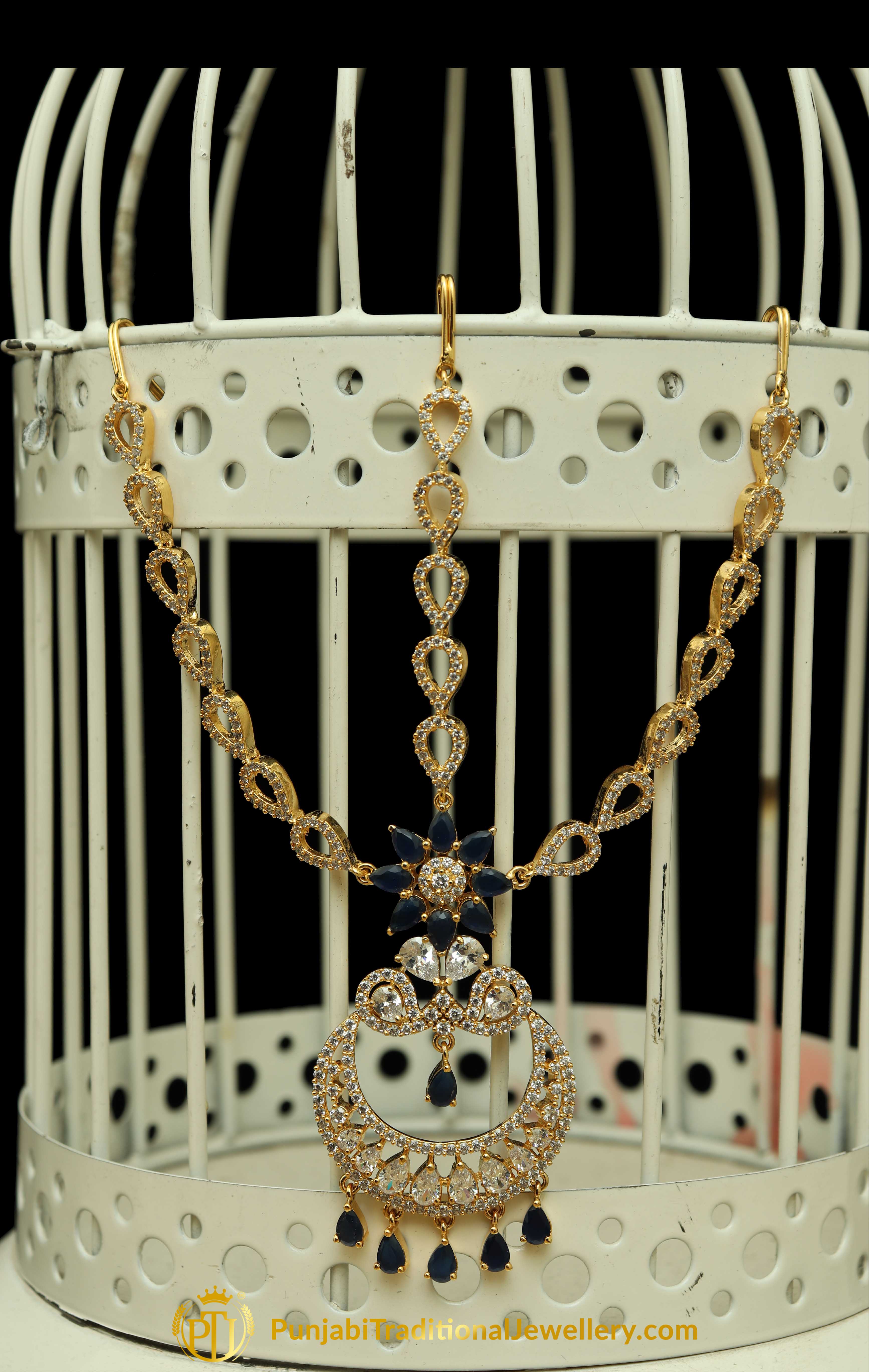 Blue Matha Patti By Punjabi Traditional Jewellery