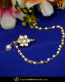 Gold Finished Kundan Without hole Nose Pin with Chain | Punjabi Traditional Jewellery Exclusive