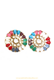 Gold Finished Navratan Kundan Studs By PTJ