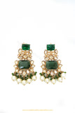 Gold Finished Pearl Kundan Earrings by PTJ
