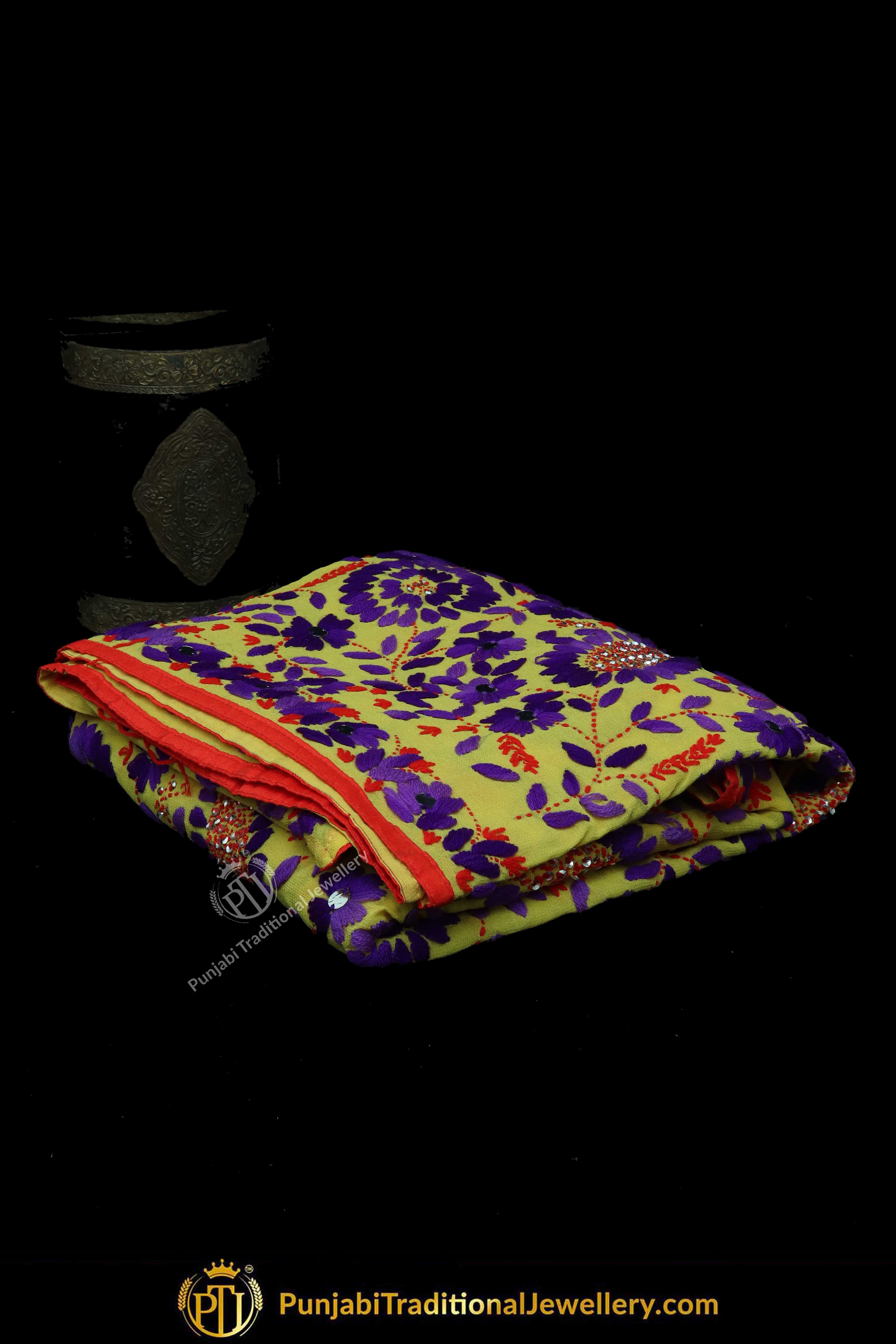 Multi Color Pure Phulkari Dupatta By Punjabi Traditional Jewellery