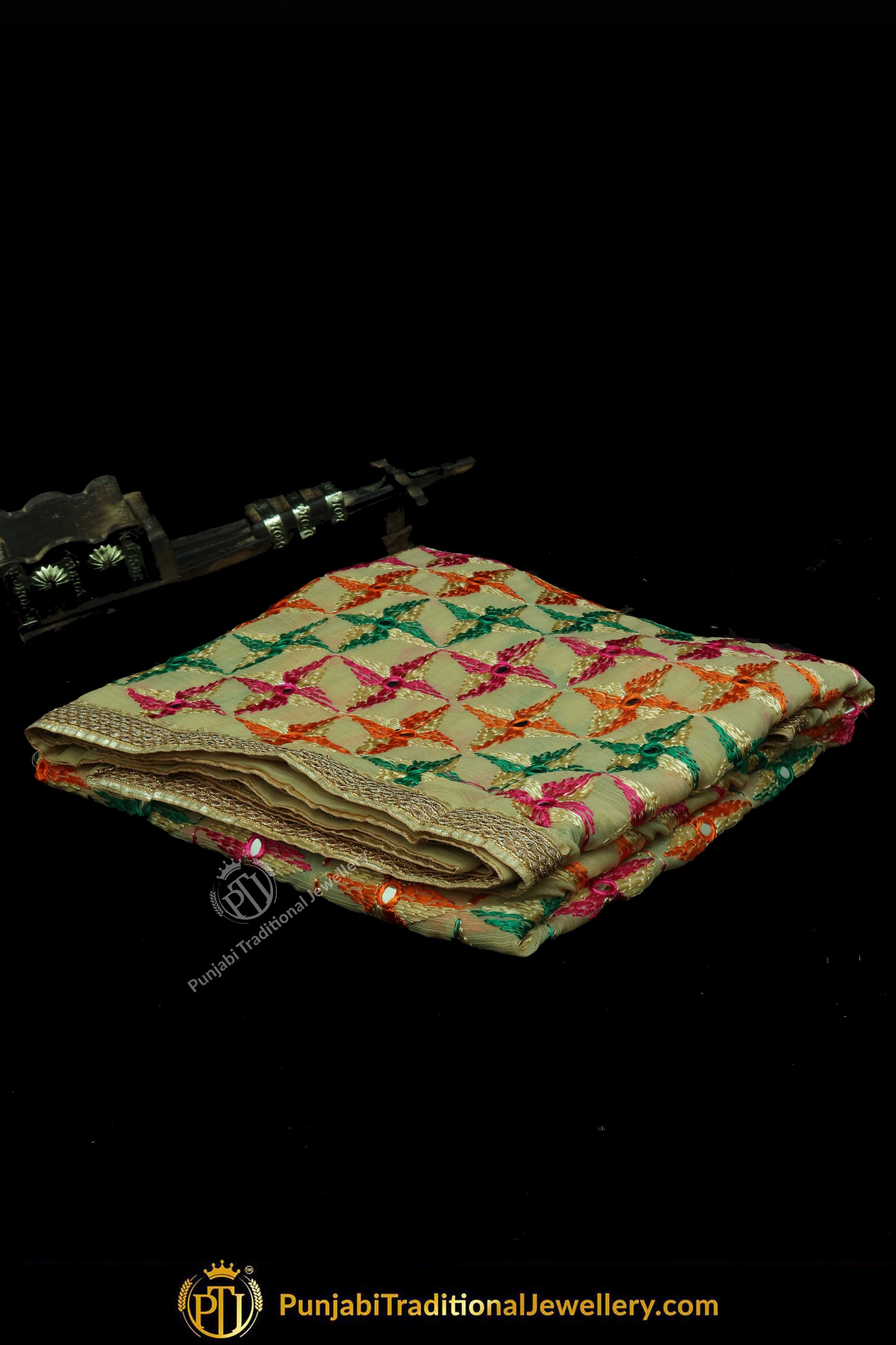 Multi Color Pure Phulkari Dupatta By Punjabi Traditional Jewellery