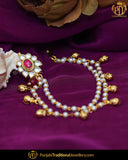 Gold Finished Rubby Kundan Without hole Nose Pin with Chain | Punjabi Traditional Jewellery Exclusive