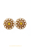 Antique Gold Finished Polki Studs By PTJ