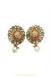 Antique Gold Finished Firoza Polki Studs By PTJ