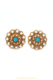 Antique Gold Finished Firoza Polki Studs By PTJ