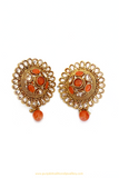 Antique Gold Finished Orange Polki Studs By PTJ