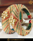 Gold Finished Multi Kundan Pearl Karra Bangles (Pair)| Punjabi Traditional Jewellery Exclusive