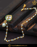 Gold Finished Kundan Without hole Nose Pin with Chain | Punjabi Traditional Jewellery Exclusive