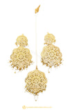 Gold Finished Earrings & Tikka Set by PTJ