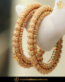 Gold Finished Pearl Karra Bangles (Pair)| Punjabi Traditional Jewellery Exclusive