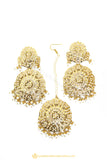 Gold Finished Earrings & Tikka Set by PTJ