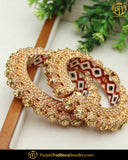 Gold Finished Pearl Karra Bangles (Pair)| Punjabi Traditional Jewellery Exclusive