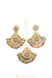 Gold Finished Earrings & Tikka Set by PTJ