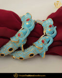 Hand Painted Firozi Menna Rubby Polki Karra Bangles (Pair)| Punjabi Traditional Jewellery Exclusive
