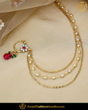 Gold Finished Rubby Kundan Without hole Nose Pin with Chain | Punjabi Traditional Jewellery Exclusive