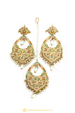 Gold Finished Earrings & Tikka Set by PTJ