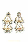 Gold Finished Semi Precious Kundan Earrings by PTJ