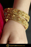 Lama Gold Finished Openable Karra Bangles (Pair)| Punjabi Traditional Jewellery Exclusive