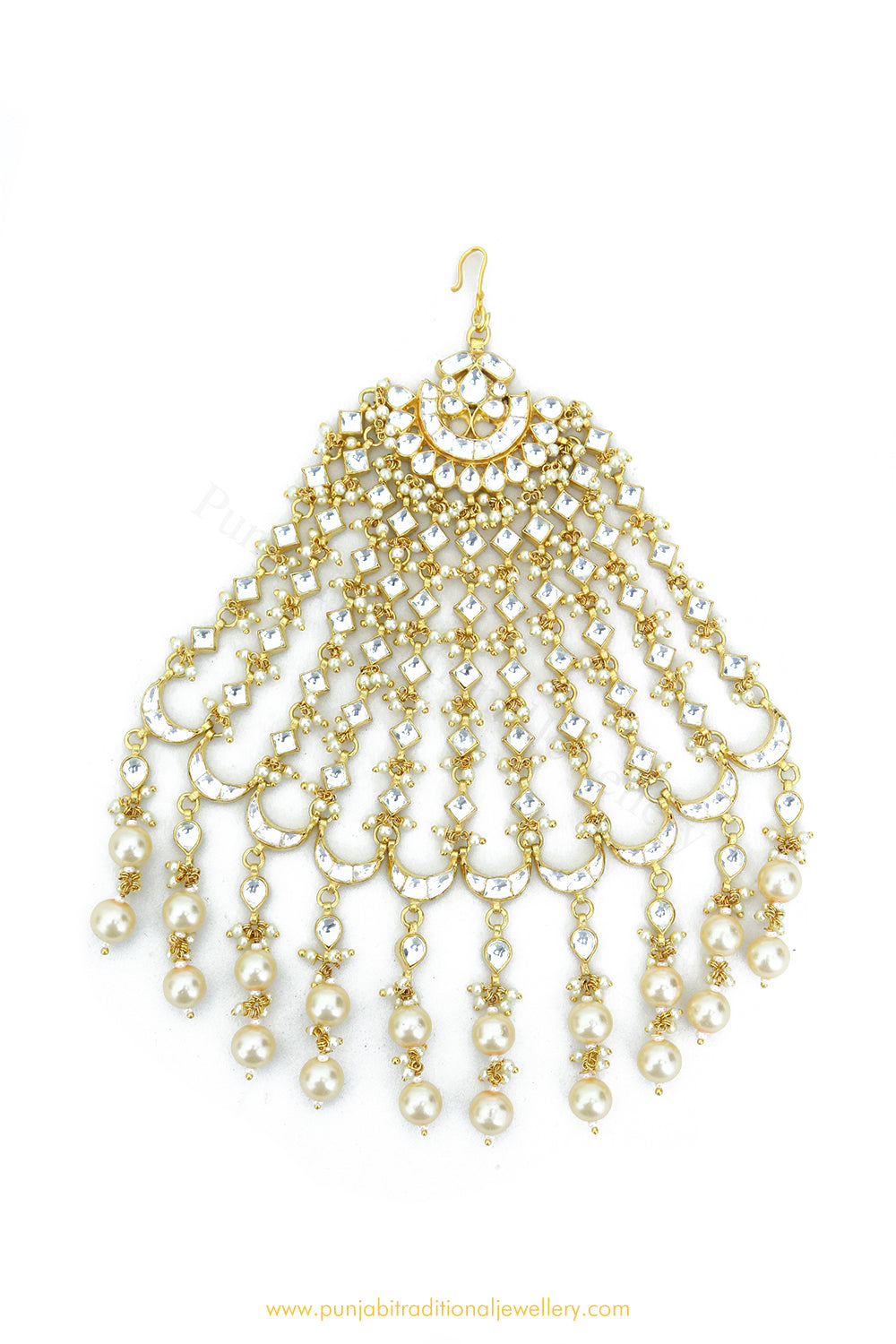 Gold Finished Oversized Kundan Passa By PTJ Exclusive