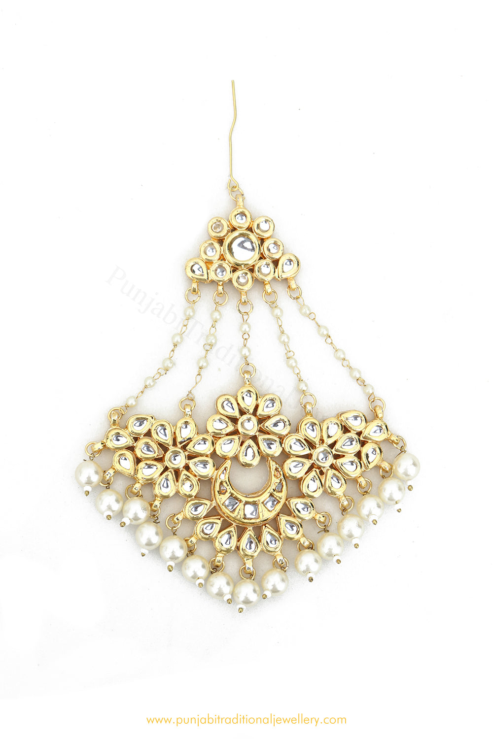 Gold Finished Kundan Pearl Passa By PTJ Exclusive