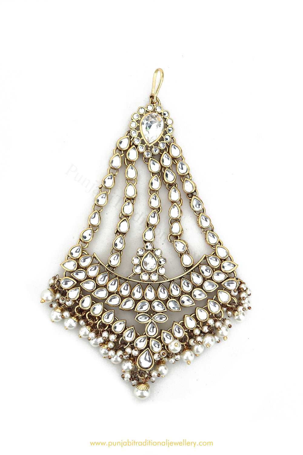 Gold Finished Kundan Pearl Passa By PTJ Exclusive