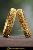 Lama Gold Finished Openable Karra Bangles (Pair)| Punjabi Traditional Jewellery Exclusive