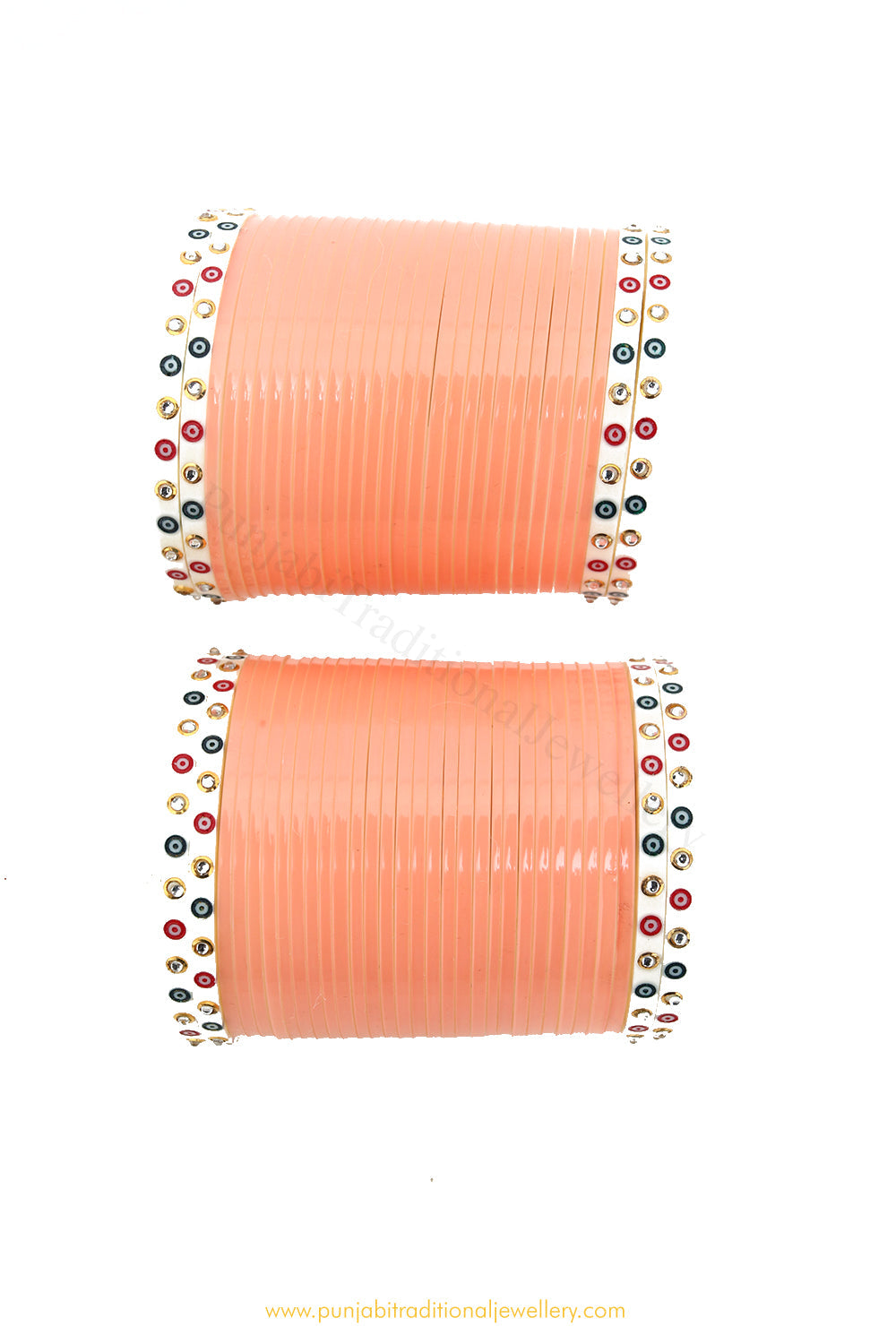 Peach Colour Traditional Bridal Chura By PTJ