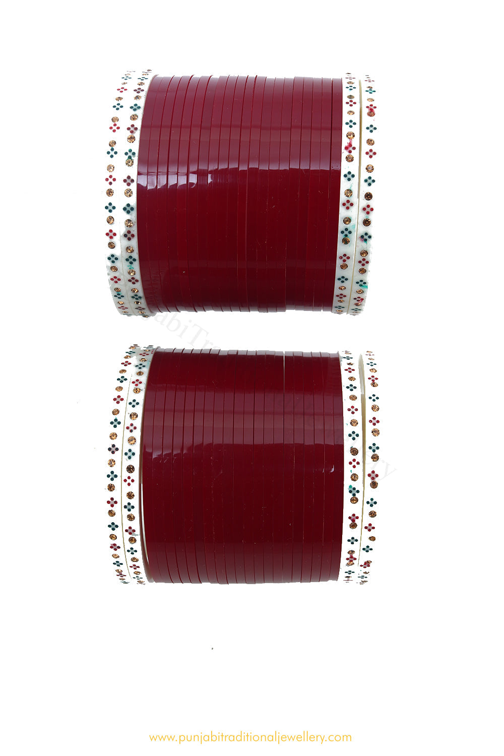 Mehroon Colour Dotted Bridal Chura By PTJ
