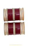 Maroon Colour American Diamond Pearl Bridal Chura By PTJ