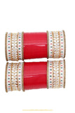 Red Colour American Diamond Dotted Bridal Chura By PTJ