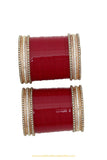 Deep Red  Colour American Diamond Pearl Bridal Chura By PTJ