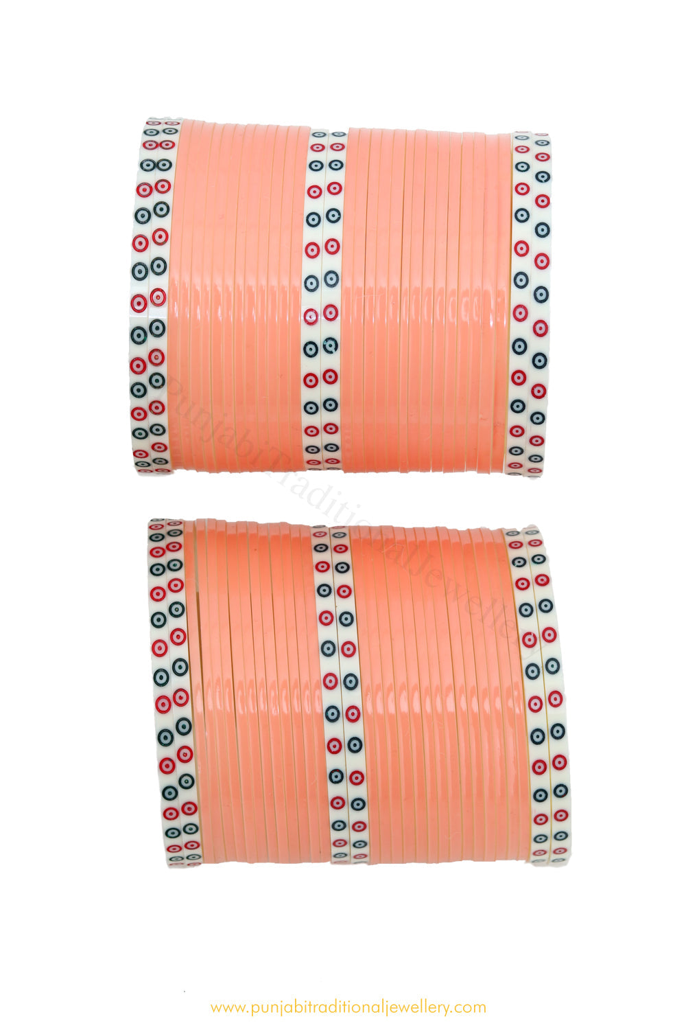 Peach Colour Dotted Bridal Chura By PTJ