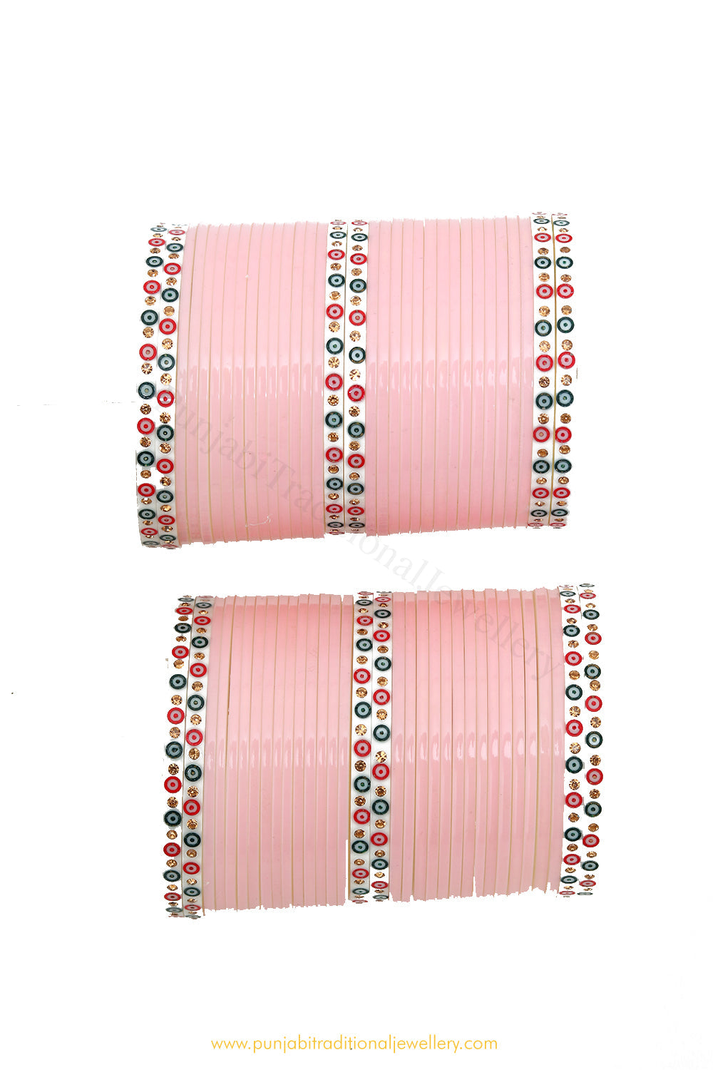 Pink Colour Dotted Bridal Chura By PTJ