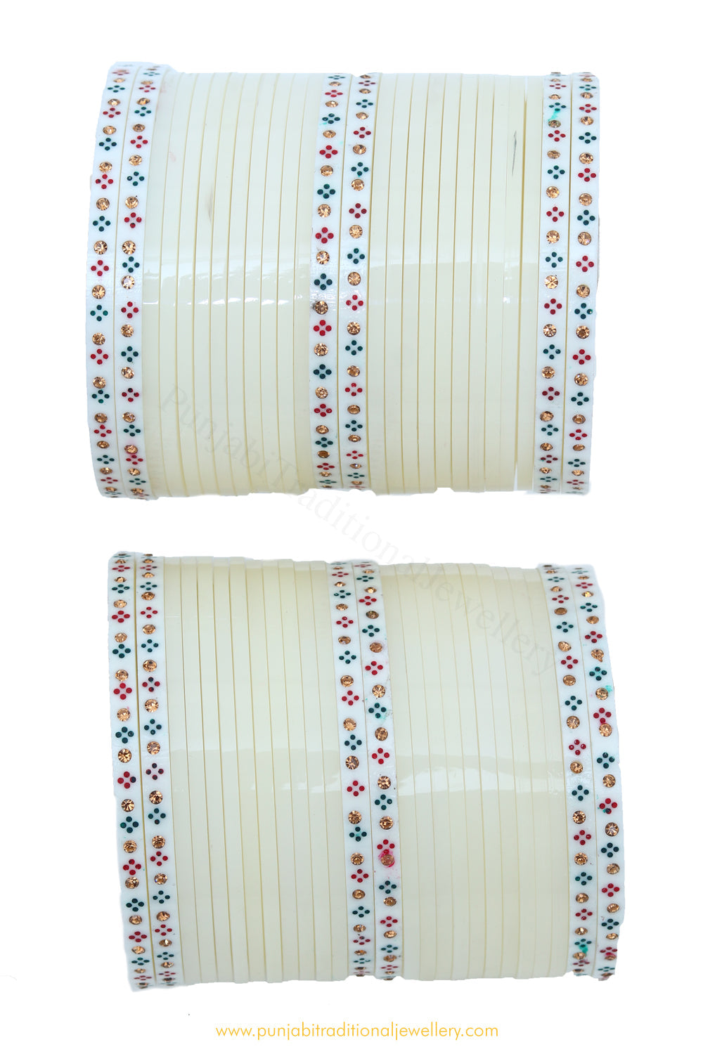 Off White  Colour Dotted Bridal Chura By PTJ