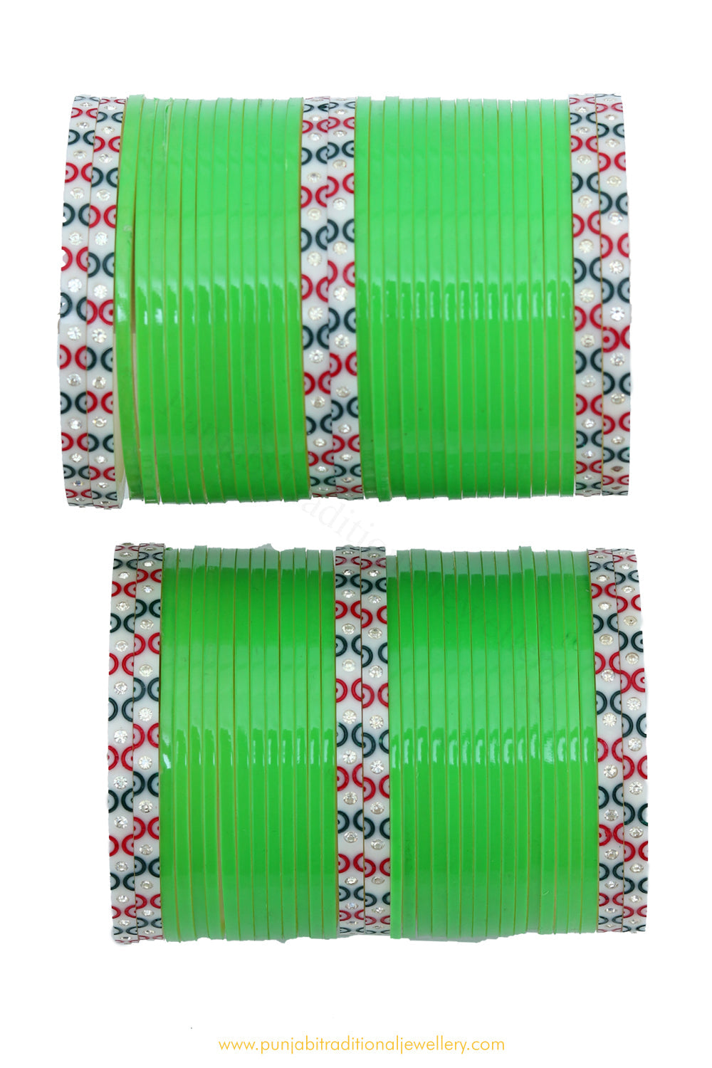 Parrot Green Colour Dotted Bridal Chura By PTJ