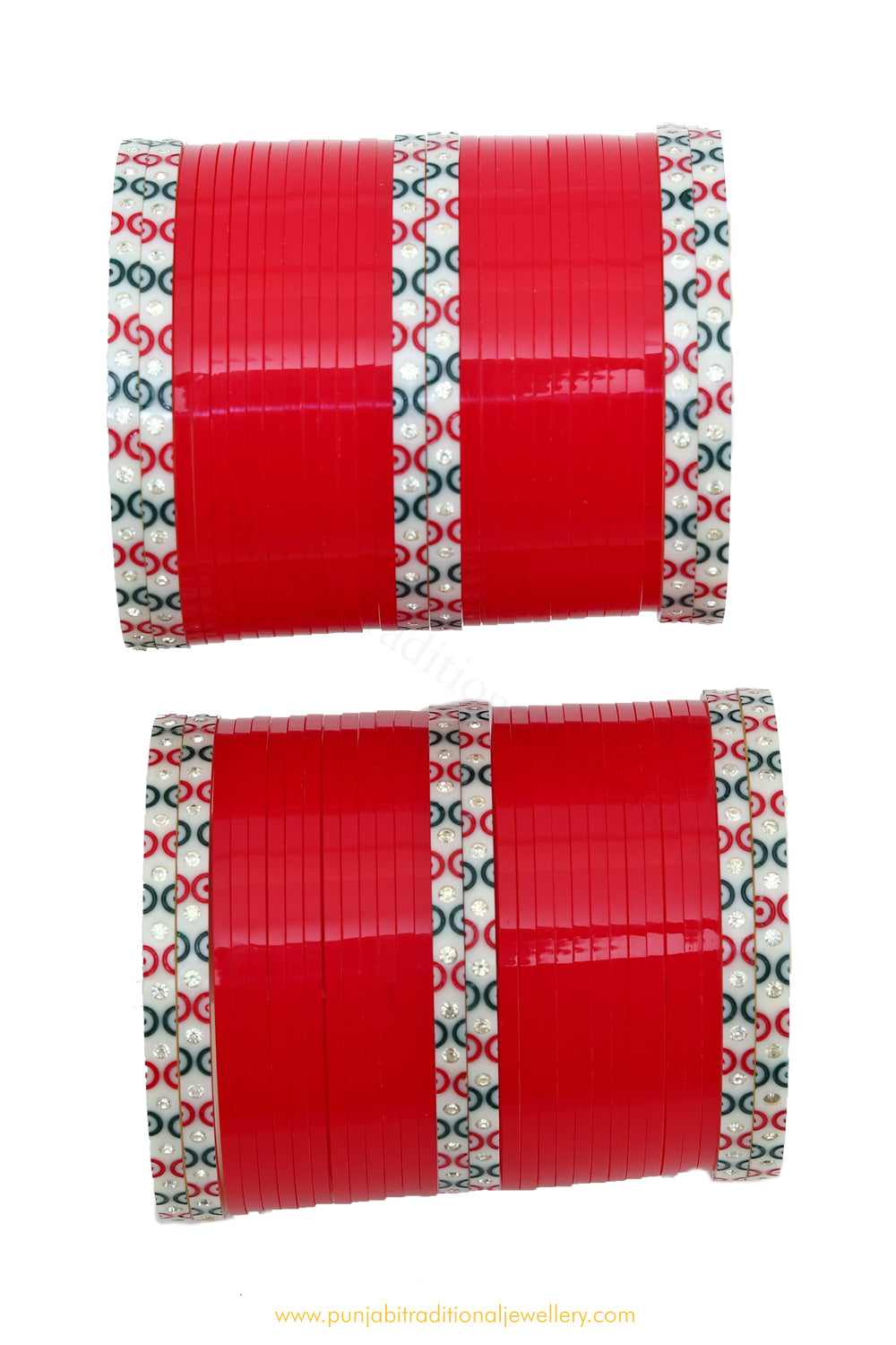 Red Colour Dotted Bridal Chura By PTJ