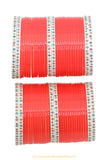 Bright Red Colour Dotted Bridal Chura By PTJ