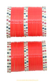 Bright Red Colour Dotted Bridal Chura By PTJ