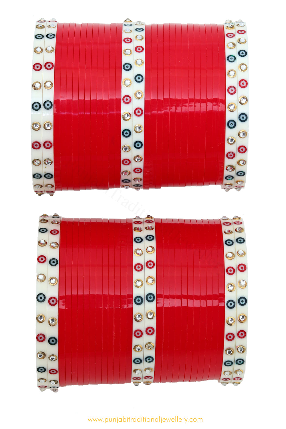 Red Colour Dotted Bridal Chura By PTJ