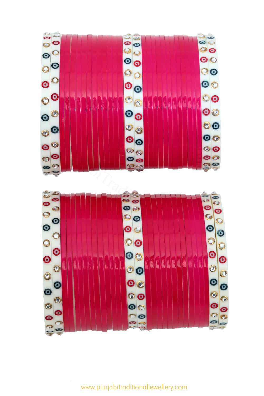 Raani Pink Colour Dotted Bridal Chura By PTJ