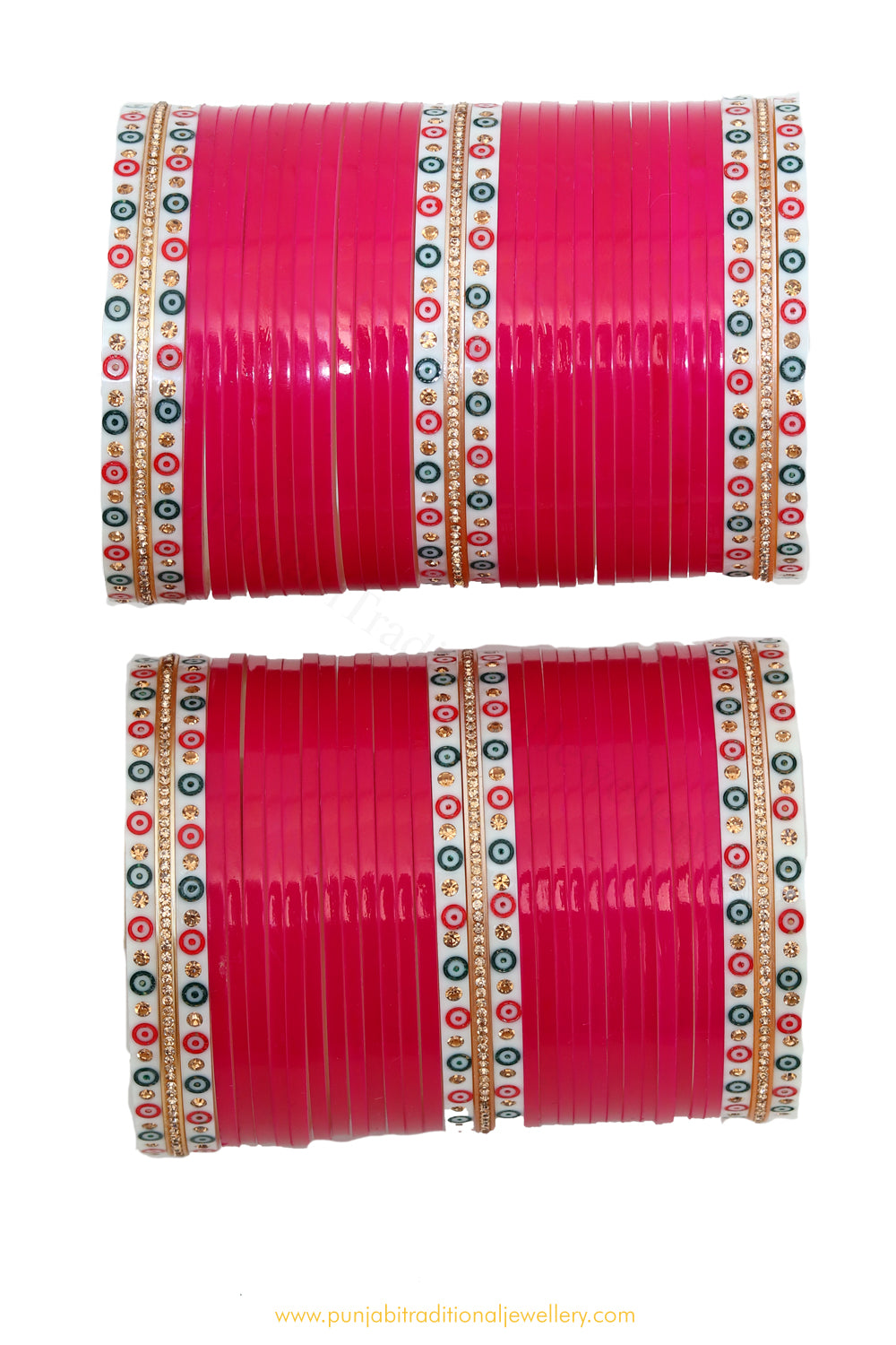 Raani Pink Colour Dotted Bridal Chura By PTJ