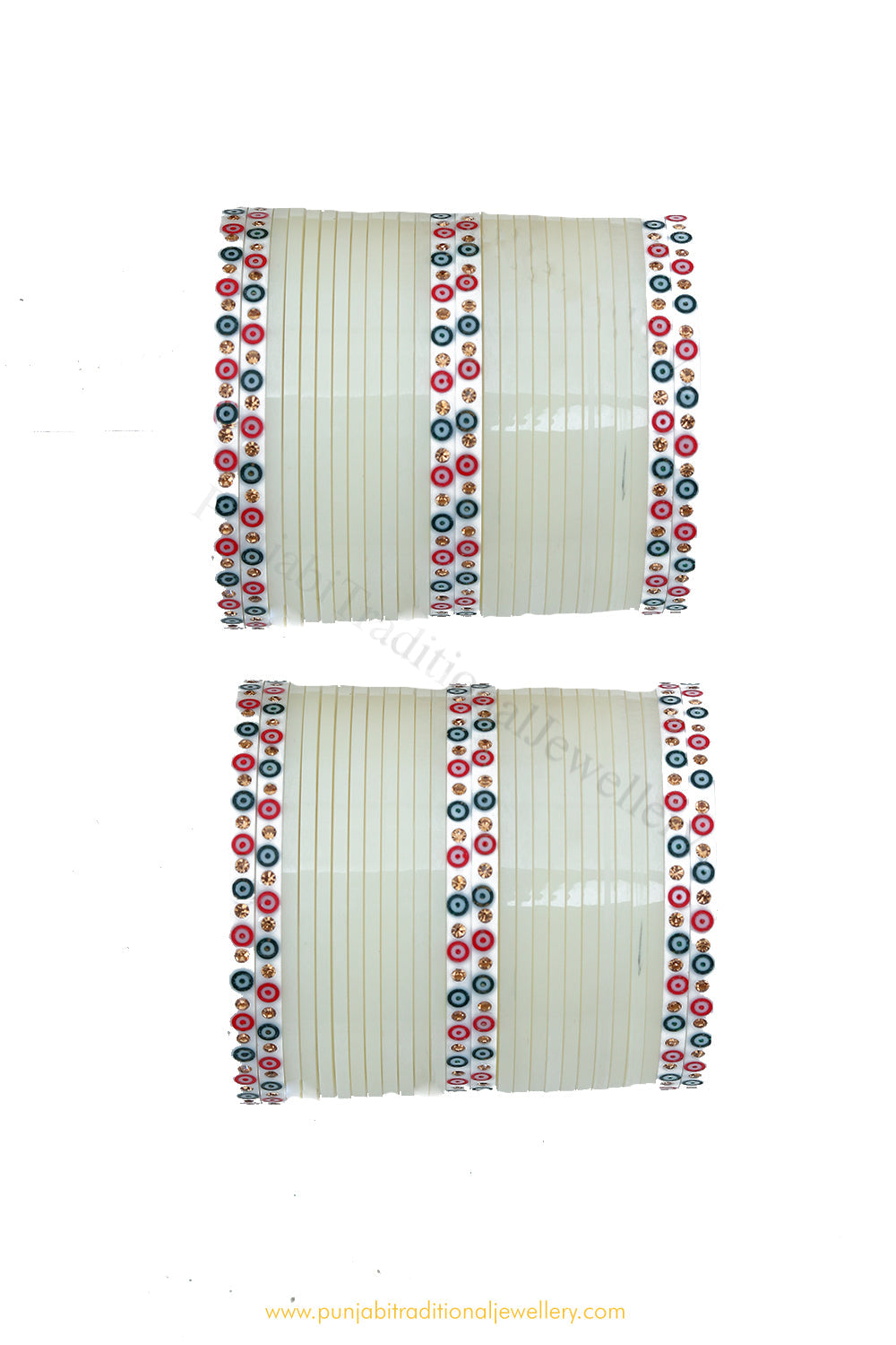 Off White Colour Dotted Bridal Chura By PTJ