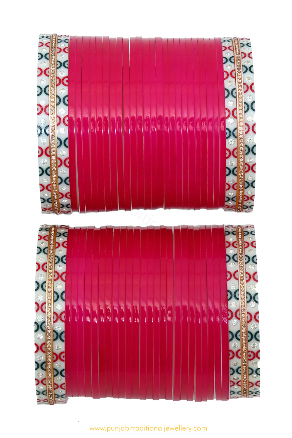 Raani Pink Colour Dotted Bridal Chura By PTJ