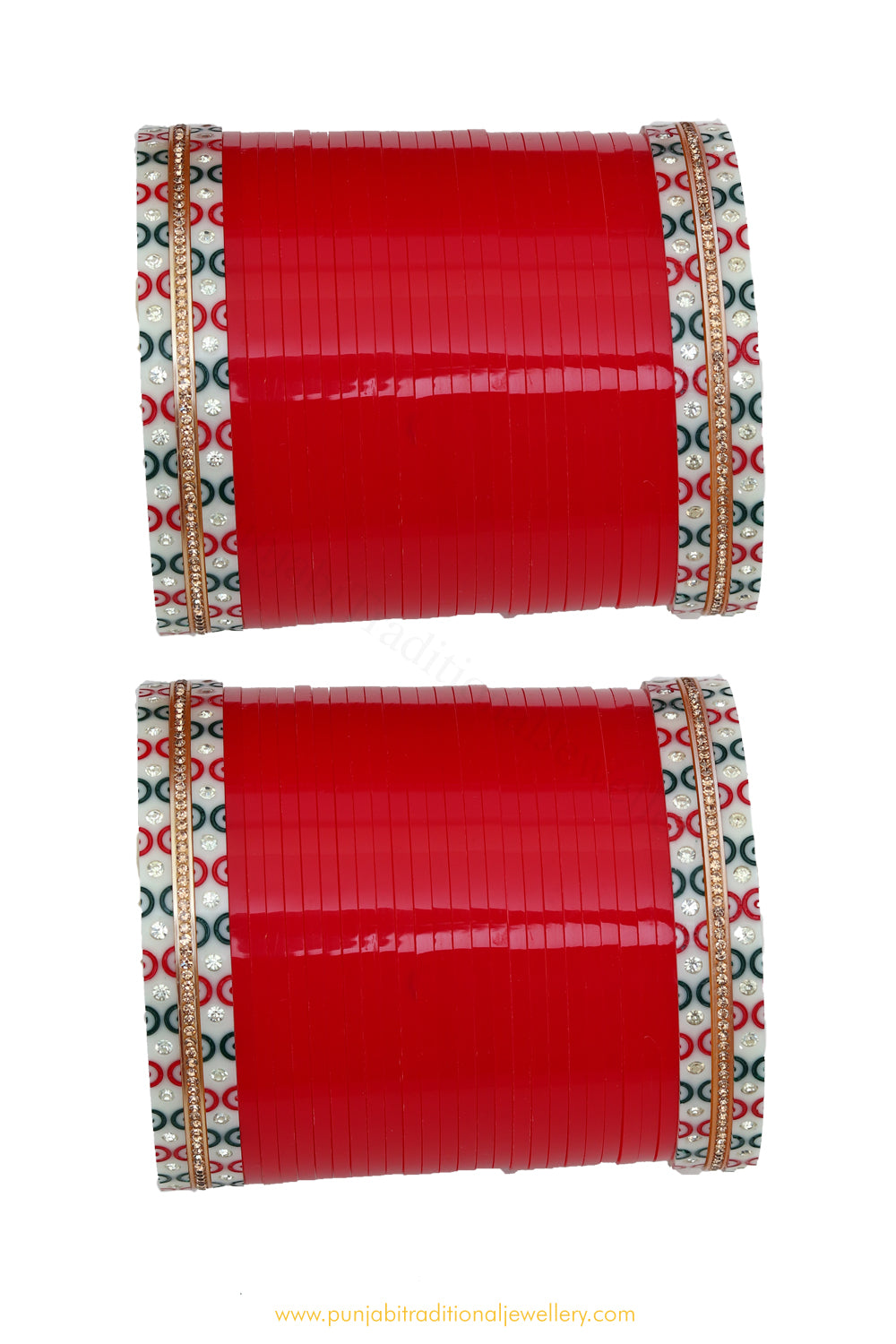 Red Colour Dotted Bridal Chura By PTJ