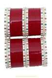 American Diamond deep Red Colour Dotted Bridal Chura By PTJ