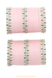American Diamond Light Pink Colour Dotted Bridal Chura By PTJ