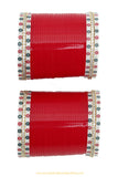 American Diamond Red Colour Dotted Bridal Chura By PTJ