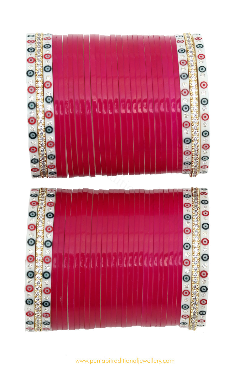 American Diamond Red Colour Dotted Bridal Chura By PTJ