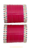 American Diamond Red Colour Dotted Bridal Chura By PTJ